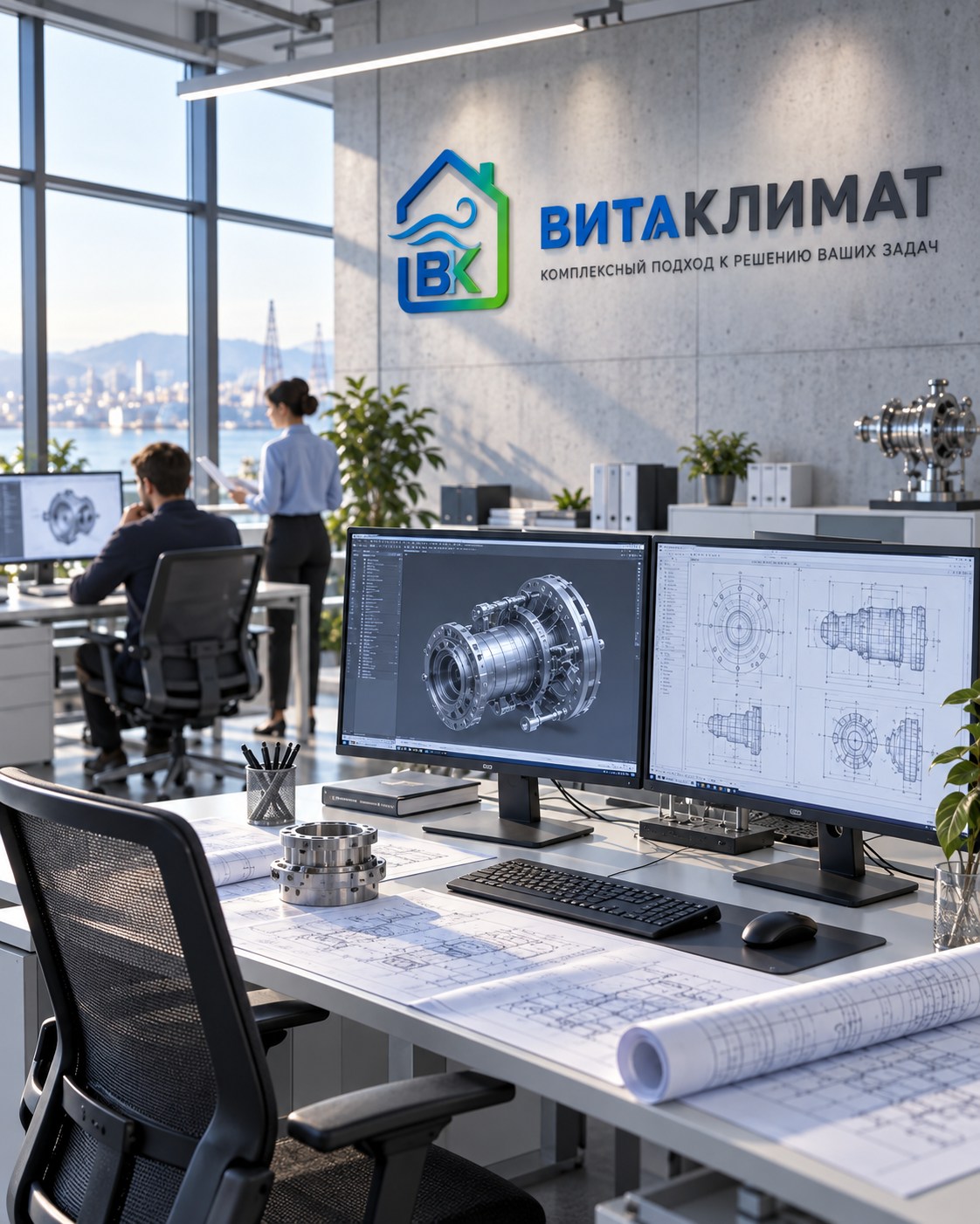 Иллюстрация проектного отдела с логотипом ВИТАКЛИМАТ